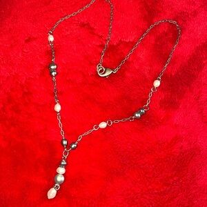 Beautiful Delicate Pearl Chain Beaded Choker Charm Statement Necklace Silvertone